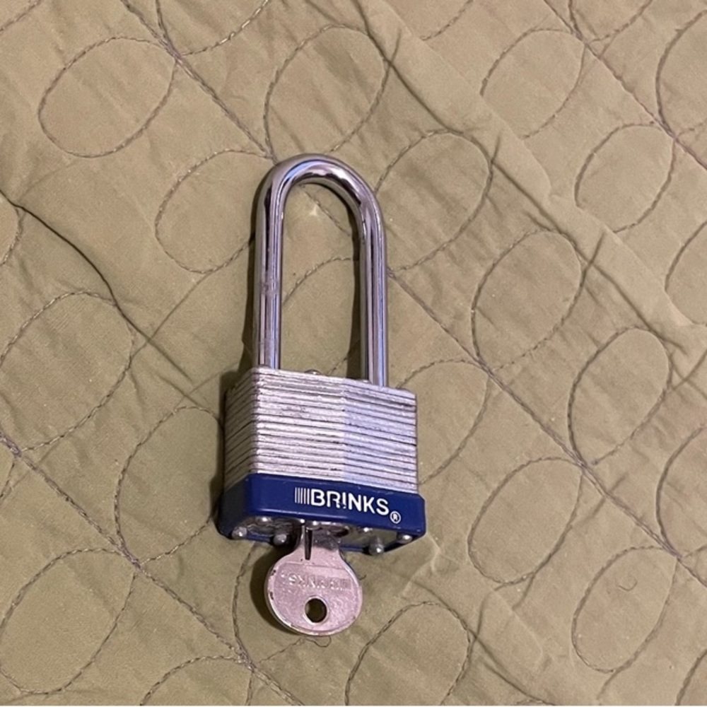 Long Neck Heavy Duty Brinks PADLock with 1 key, USED But in Excellent Condition